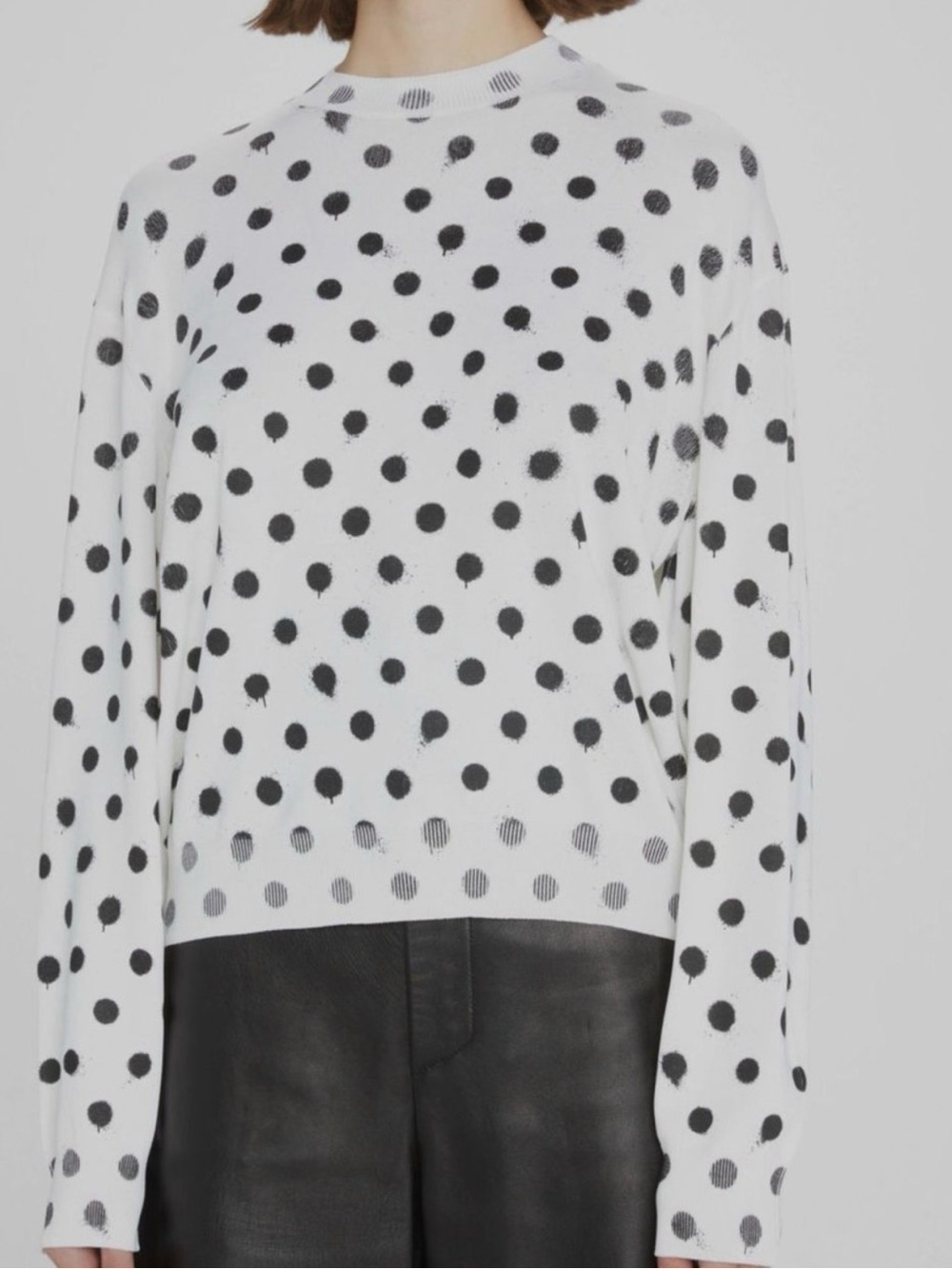 Balenciaga White Sweater with Black Polka Dots